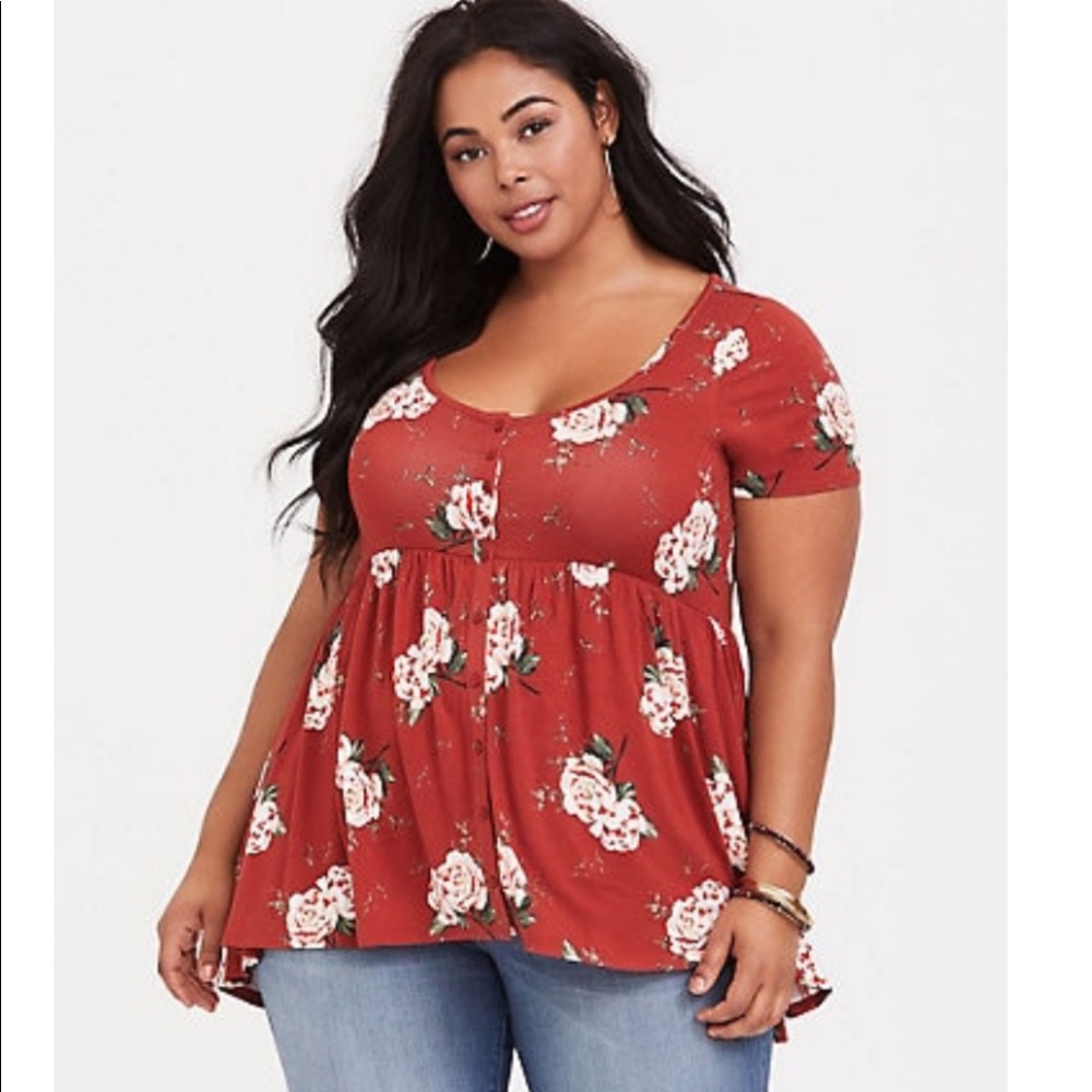 NWT TORRID Knit Babydoll Top Tunic 0 12 14 1X Plus